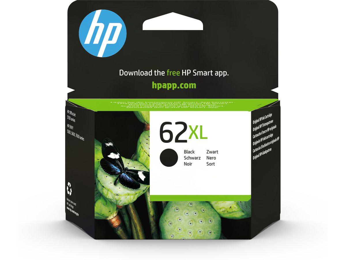 HP 62XL Schwarz Original Tintenpatrone mit hoher Reichweite
