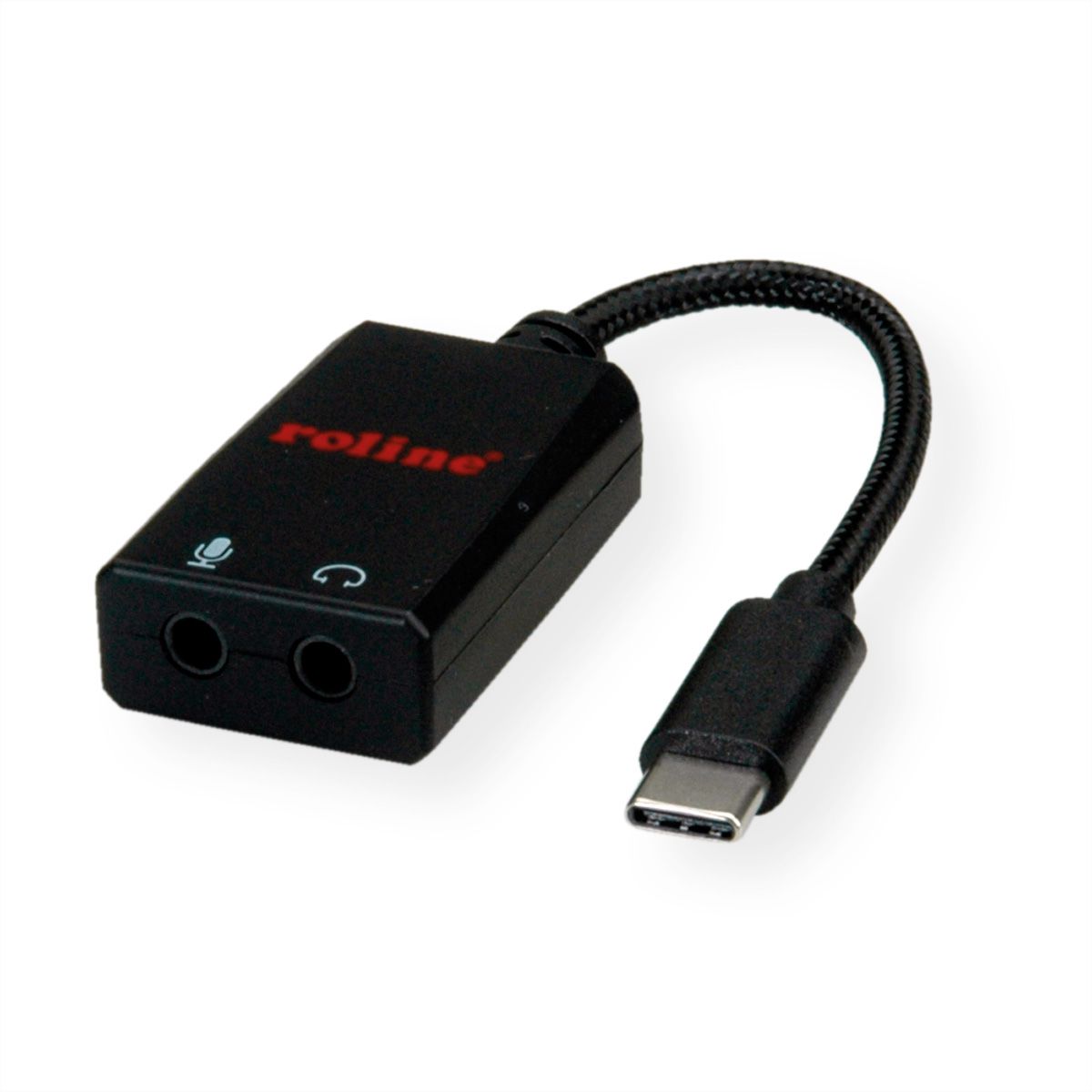ROLINE Adapter USB Typ C - 2x 3,5mm Audio, ST/BU, 0,13 m - SECOMP 