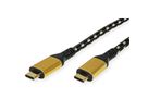 ROLINE GOLD USB4 Gen3x2 Kabel, C–C, ST/ST, 40Gbit/s, 100W, schwarz / gold, 1 m