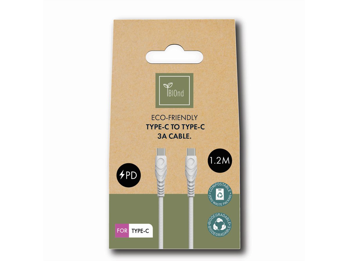 BIOnd BIO-12-TT USB-C to Type-C 3A Cable, 1,2 m