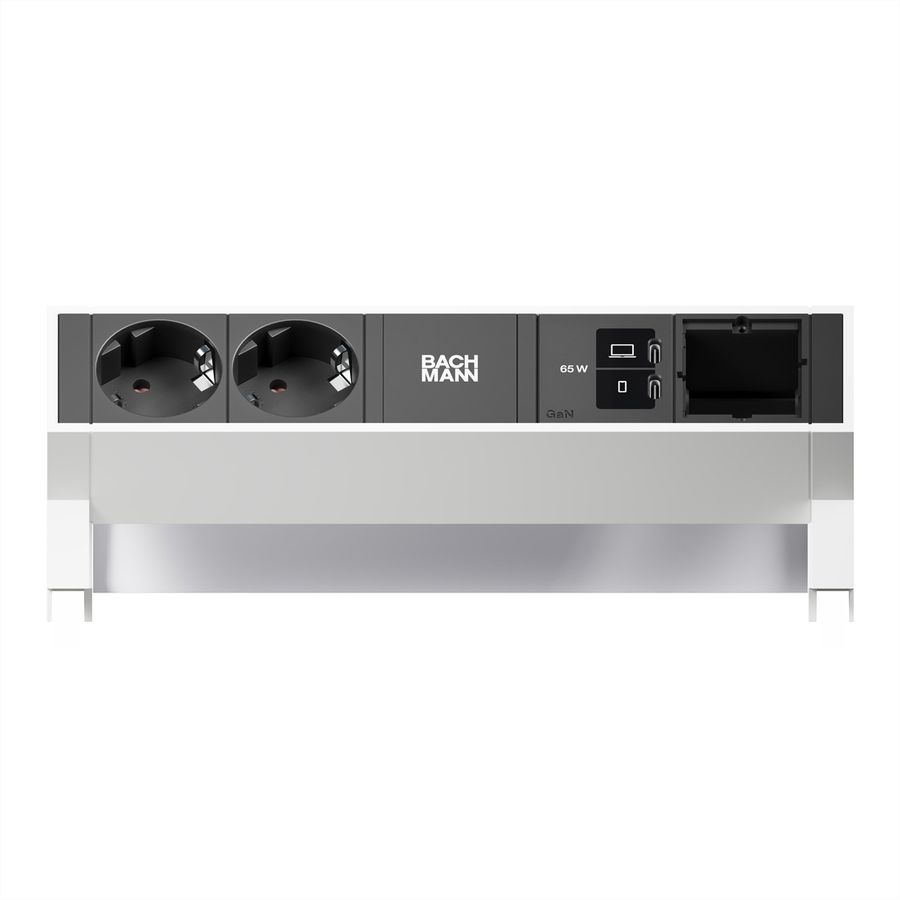 BACHMANN DESK2 2xCEE7/3 1xUSB C/C 65W, 1xCM L=0,2m RAL9010