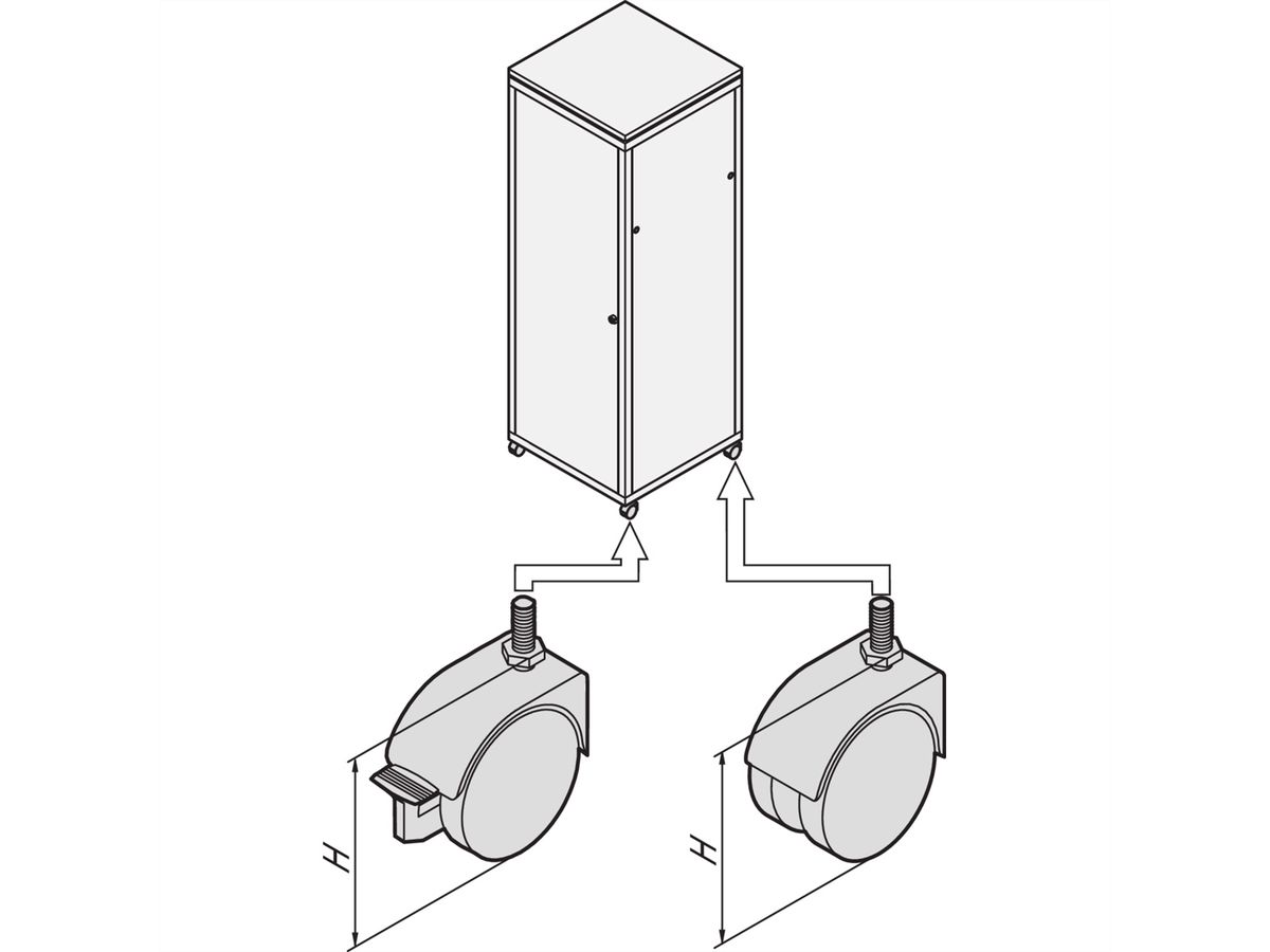 SCHROFF Lenkrollen - SET 4XLENKROLLEN(2 M.FESTST.)