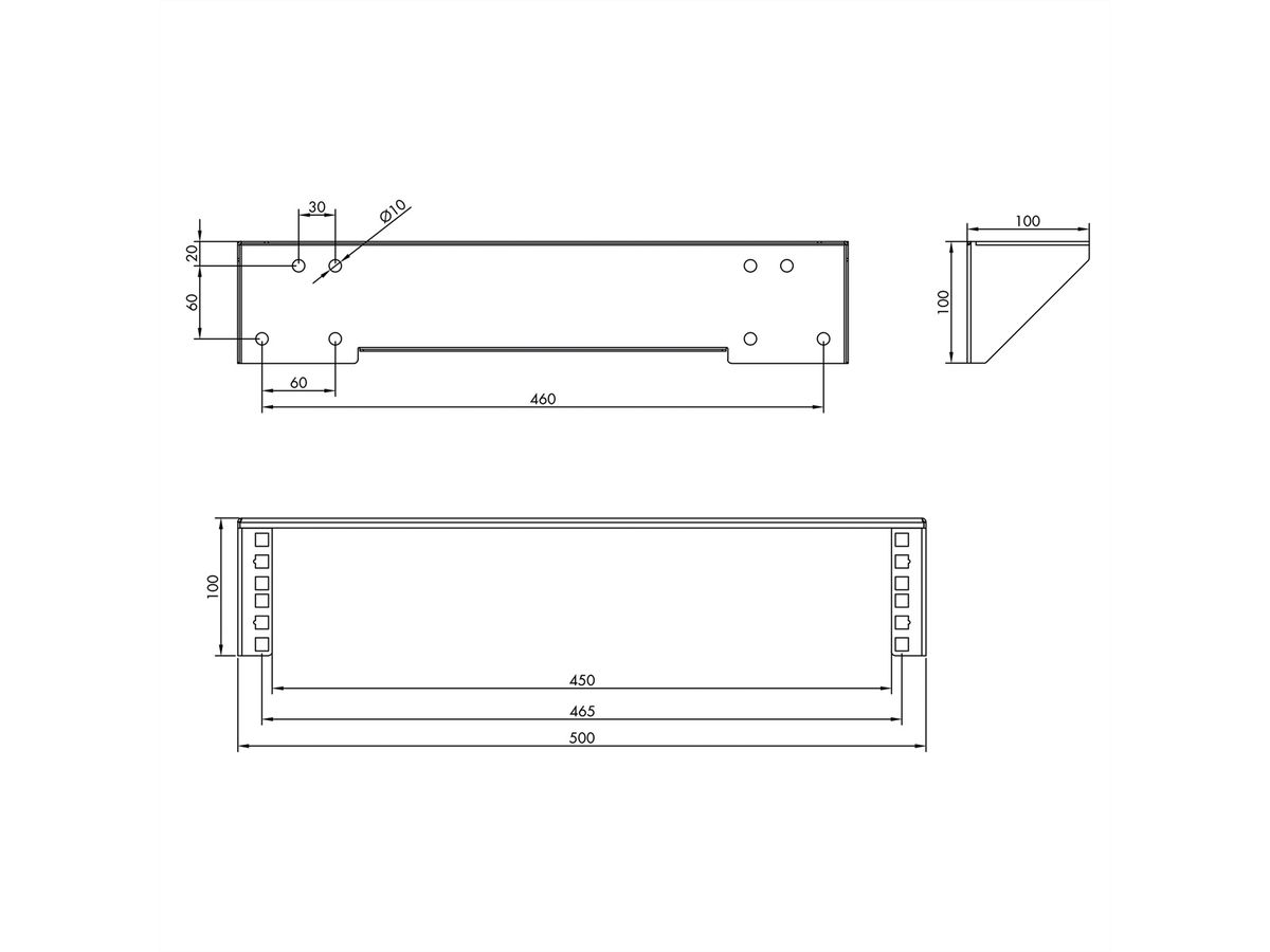 VALUE 19"-Wand-/Untertischhalterung, 2 HE, schwarz