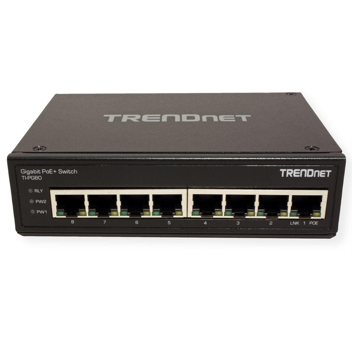 TRENDnet TI-PG80 8-Port Gehärteter Industrieller Gigabit PoE+ DIN-Rail Switch