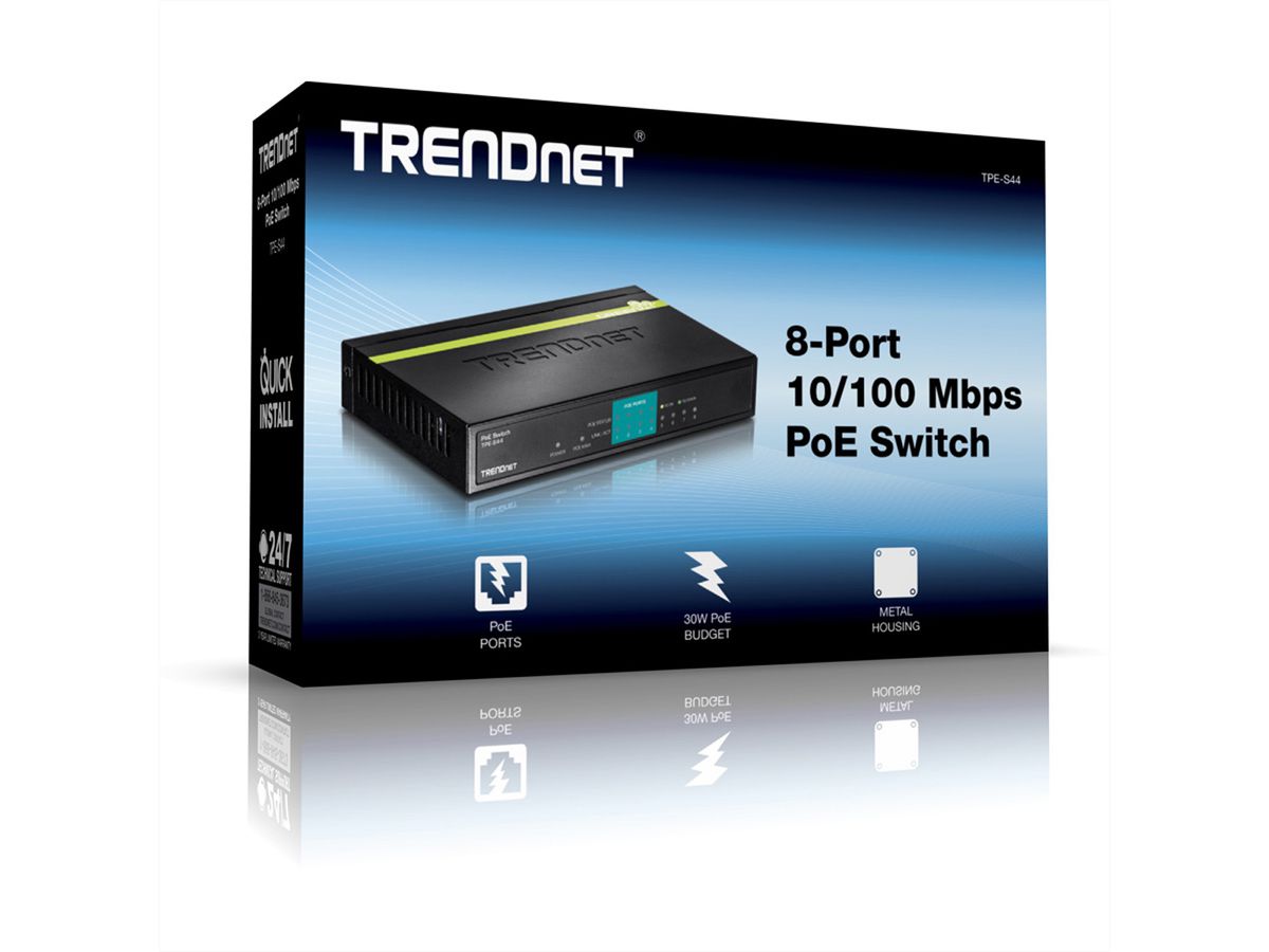 TRENDnet TPE-S44 Unmanaged network switch, Energie Über Ethernet (PoE)