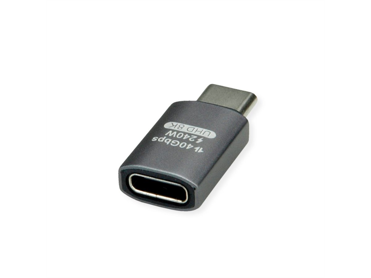 ROLINE USB4 Gen 3x2 Adapter Typ C ST/BU, Aluminium, gerade, silberfarben