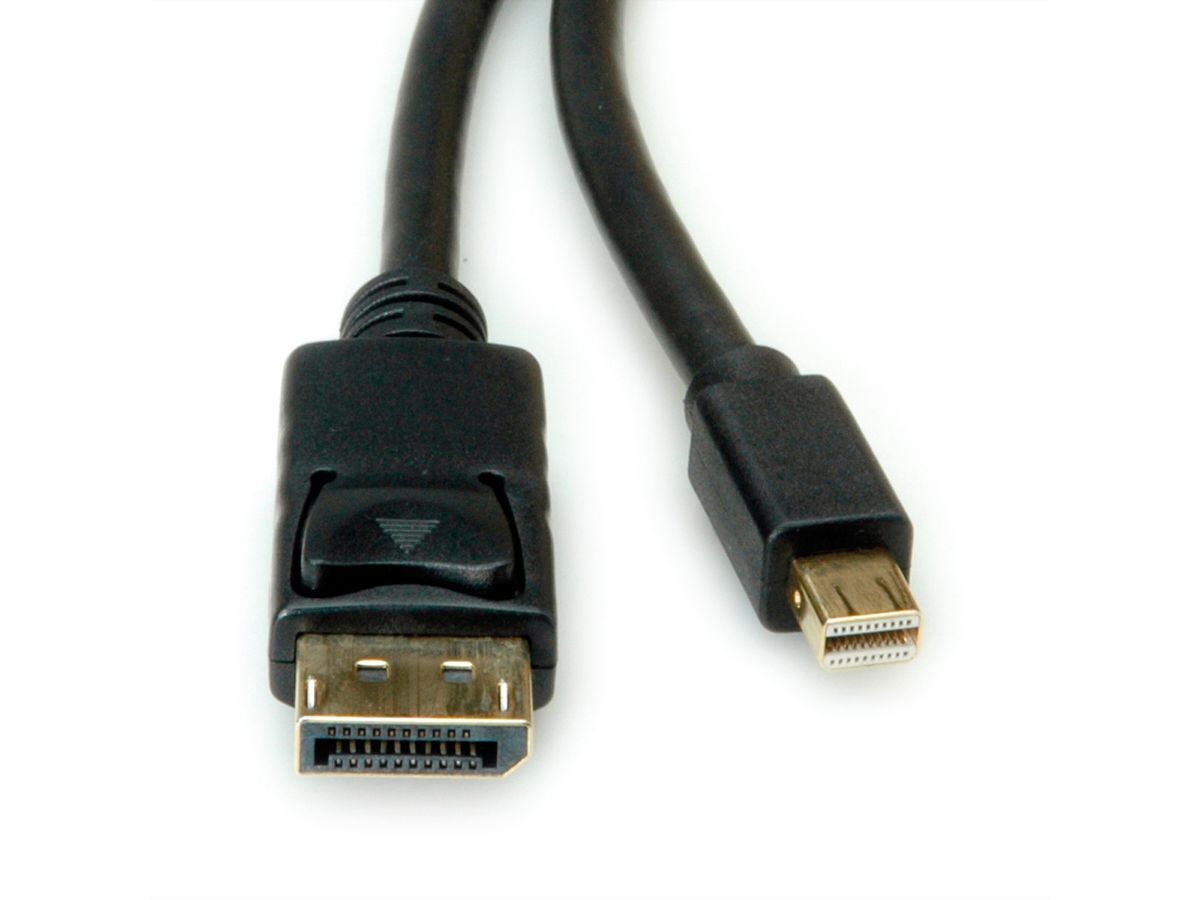 ROLINE Mini DisplayPort Kabel, v1.4, mDP - DP, ST - ST, schwarz, 1 m