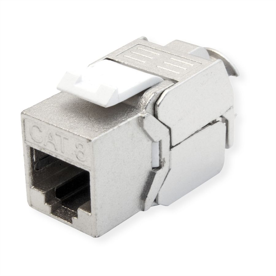VALUE Cat.8 (Class I) Keystone, geschirmt, werkzeuglos, silberfarben