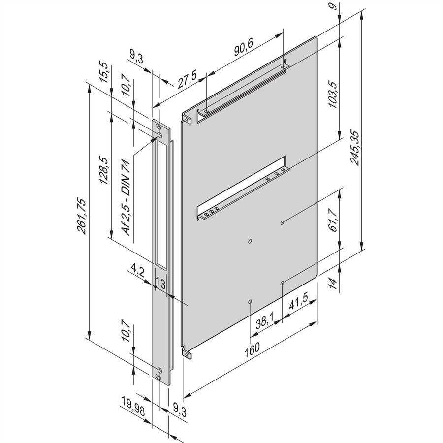SCHROFF Laufwerkkassette mit U-Frontplatte geschirmt, für Slim Line CD / DVD, HD 1x 2,5", 6 HE vertikal