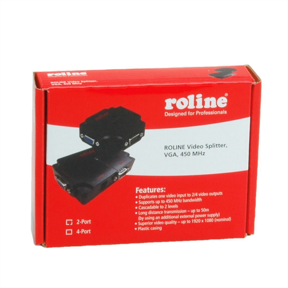 ROLINE VGA Video-Splitter, hochauflösend, 450 MHz, 2-fach