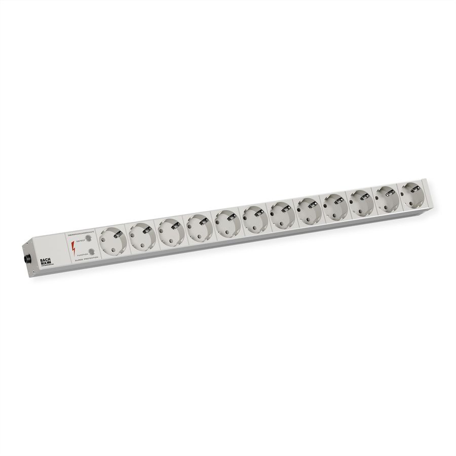BACHMANN IT PDU ALU 1HE 12x Schutzkontakt, ÜSS, Zuleitung mit Schutzkontaktstecker