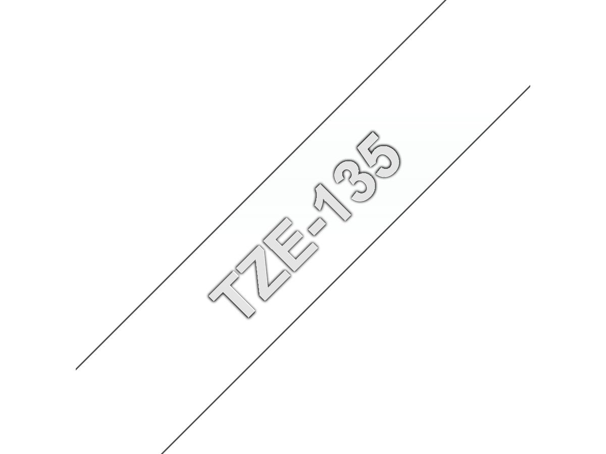 Brother TZE-135 Etiketten erstellendes Band Weiss auf Transparent