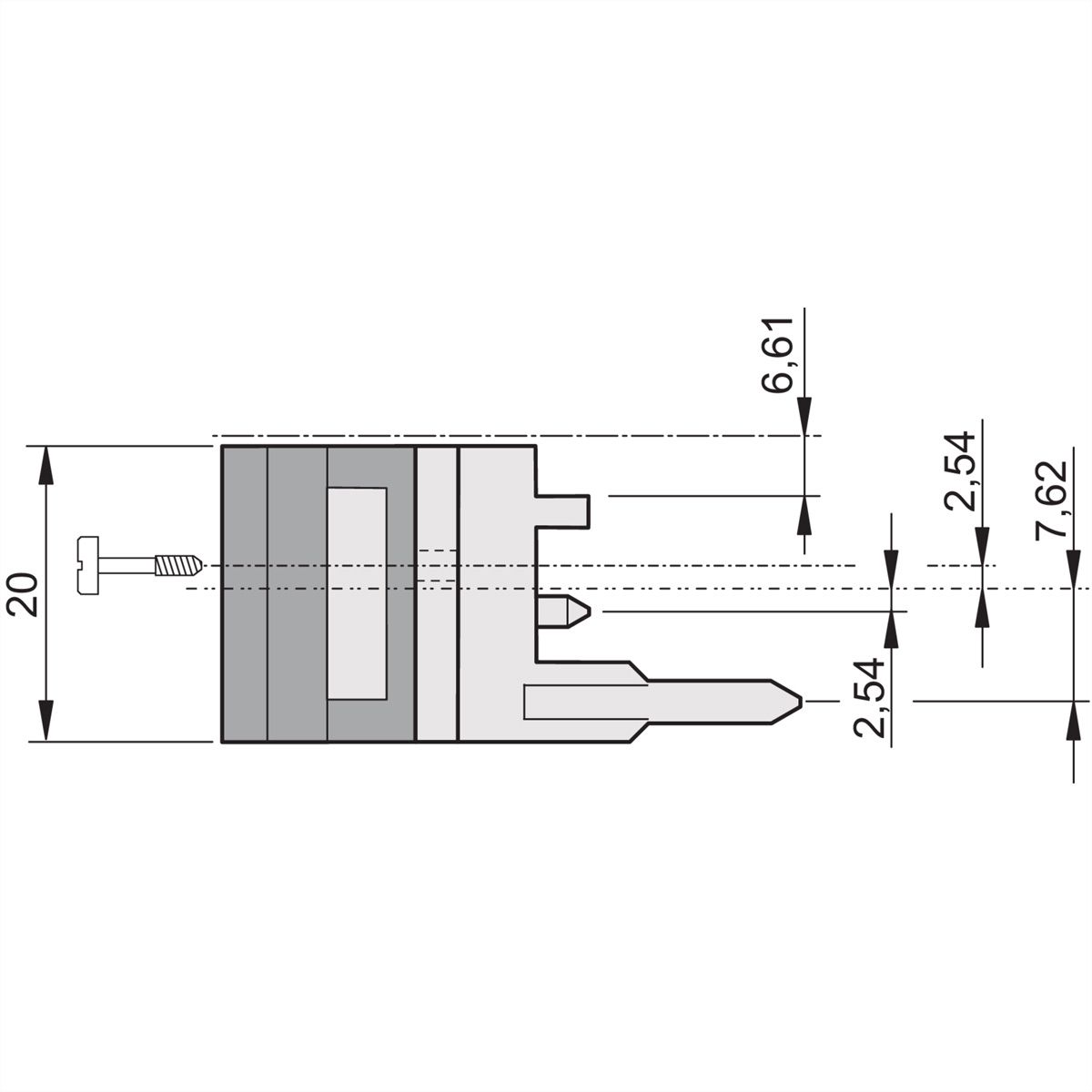 SCHROFF IET-Griff mit 0,1 Zoll Versatz - IET-GRIFF OB O GR/SW 100ST