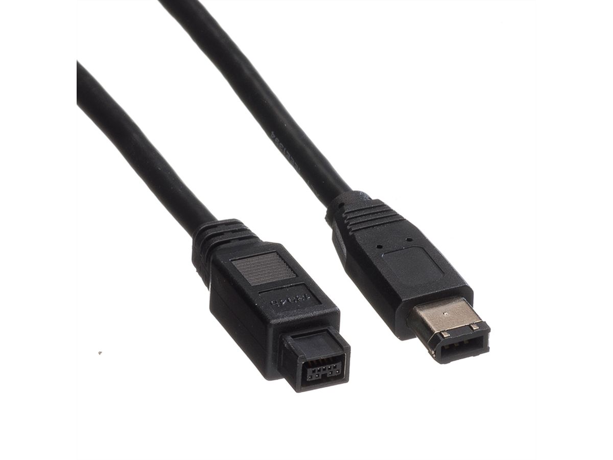 ROLINE IEEE 1394b / IEEE 1394 Kabel, 9/6polig, schwarz, 1,8 m