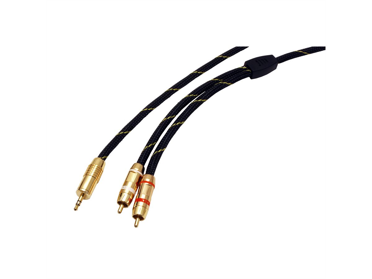 ROLINE GOLD Audio-Verbindungskabel 3,5mm Stereo - 2x Cinch, ST/ST, 10 m