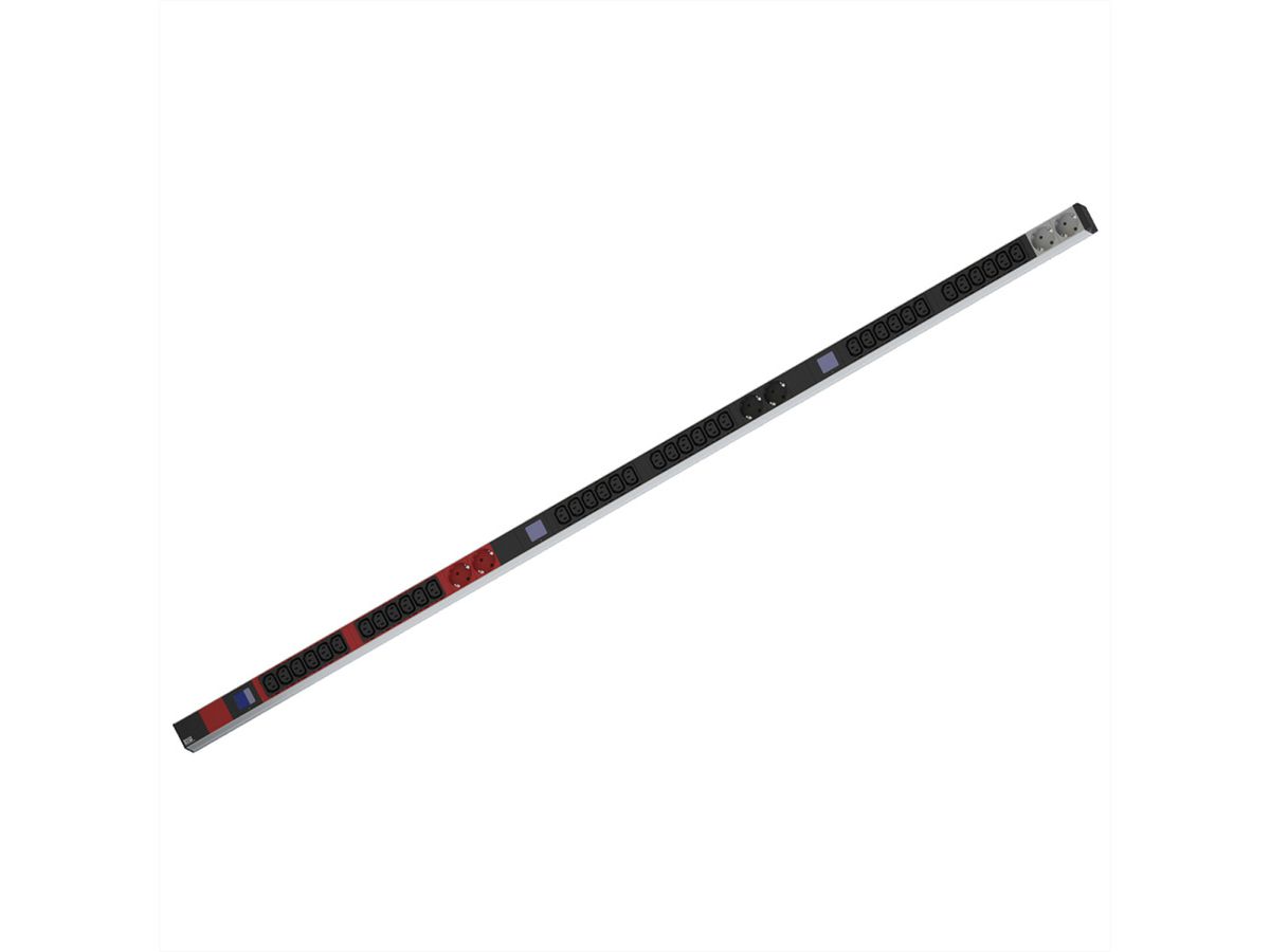 BACHMANN BN0500 19" PDU 1HE 36xC13, 6x Schutzkontakt, Leistungsmessung, Anschluss CEE 3x16A, rot