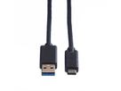 ROLINE GREEN USB 3.2 Gen 1 Kabel, A-C, ST/ST, schwarz, 1 m