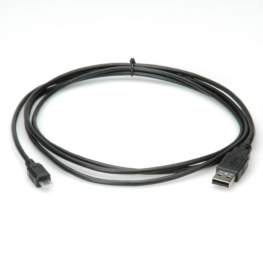 ROLINE USB 2.0 Kabel, USB A ST - Micro USB B ST, schwarz, 1,8 m