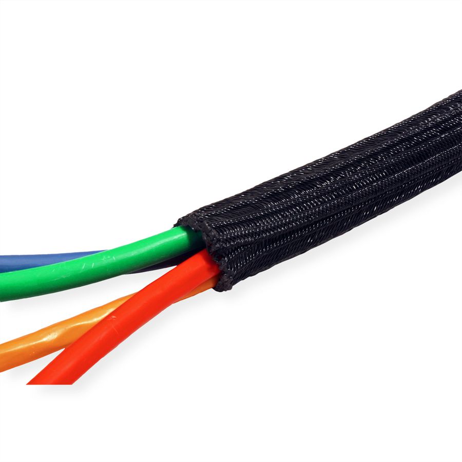 ROLINE PVC Gewebeschlauch für Kabelbündelung, selbst-schliessend, schwarz, 2,5 m