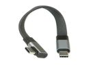 ROLINE USB4 2.0 Flachkabel, C–C, ST/ST einseitig 90°-gewinkelt, 8K UHD-2, 80Gbit/s, 240W, schwarz, 0,13 m