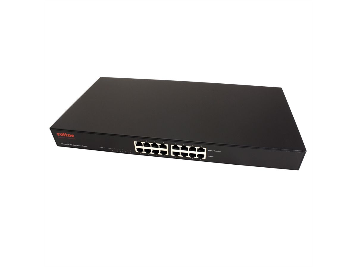 ROLINE 19" Fast Ethernet PoE Mid-Span Injektor, 8 Ports