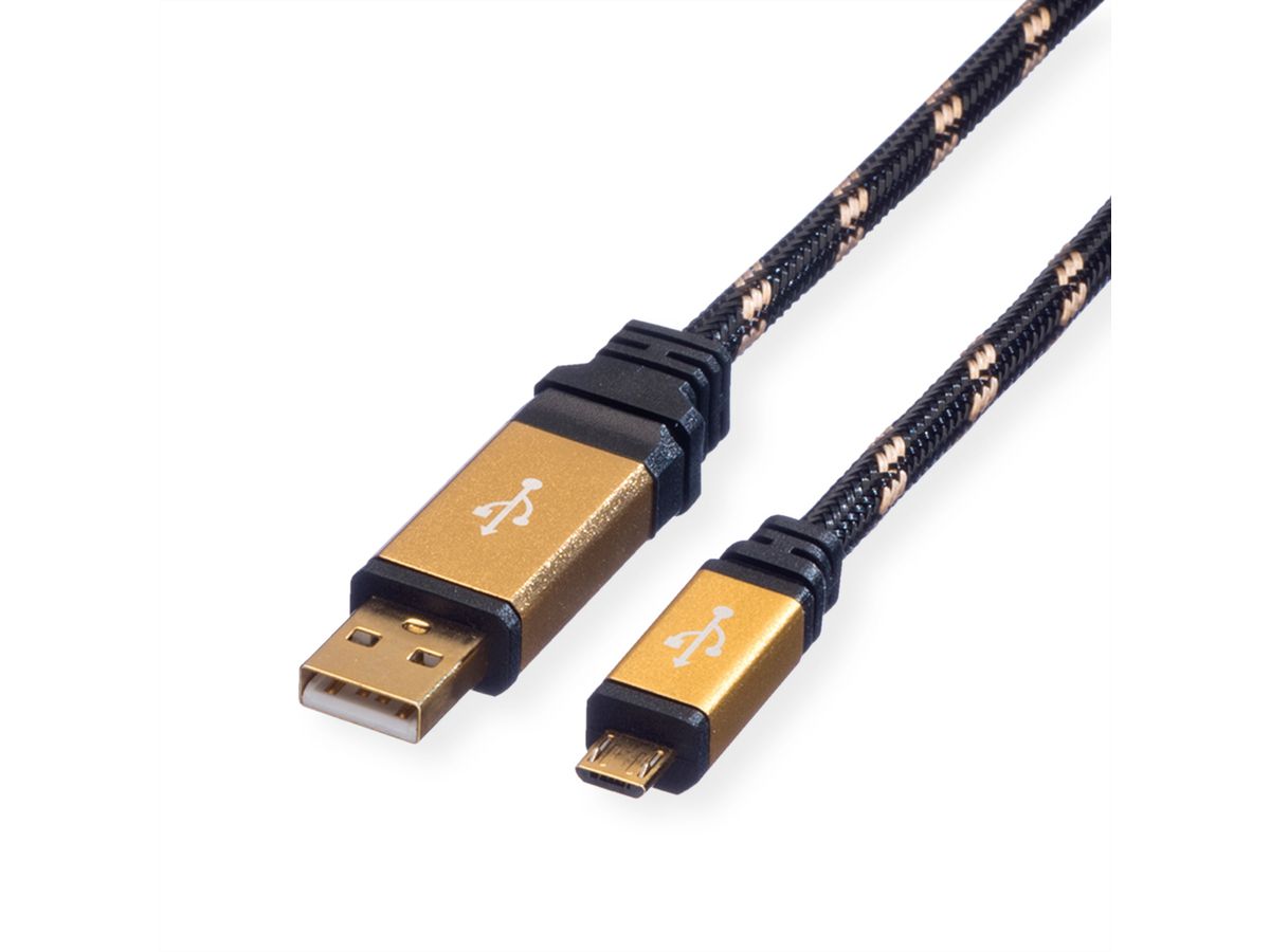 ROLINE GOLD USB 2.0 Kabel, Typ A ST - Micro B ST, 1,8 m