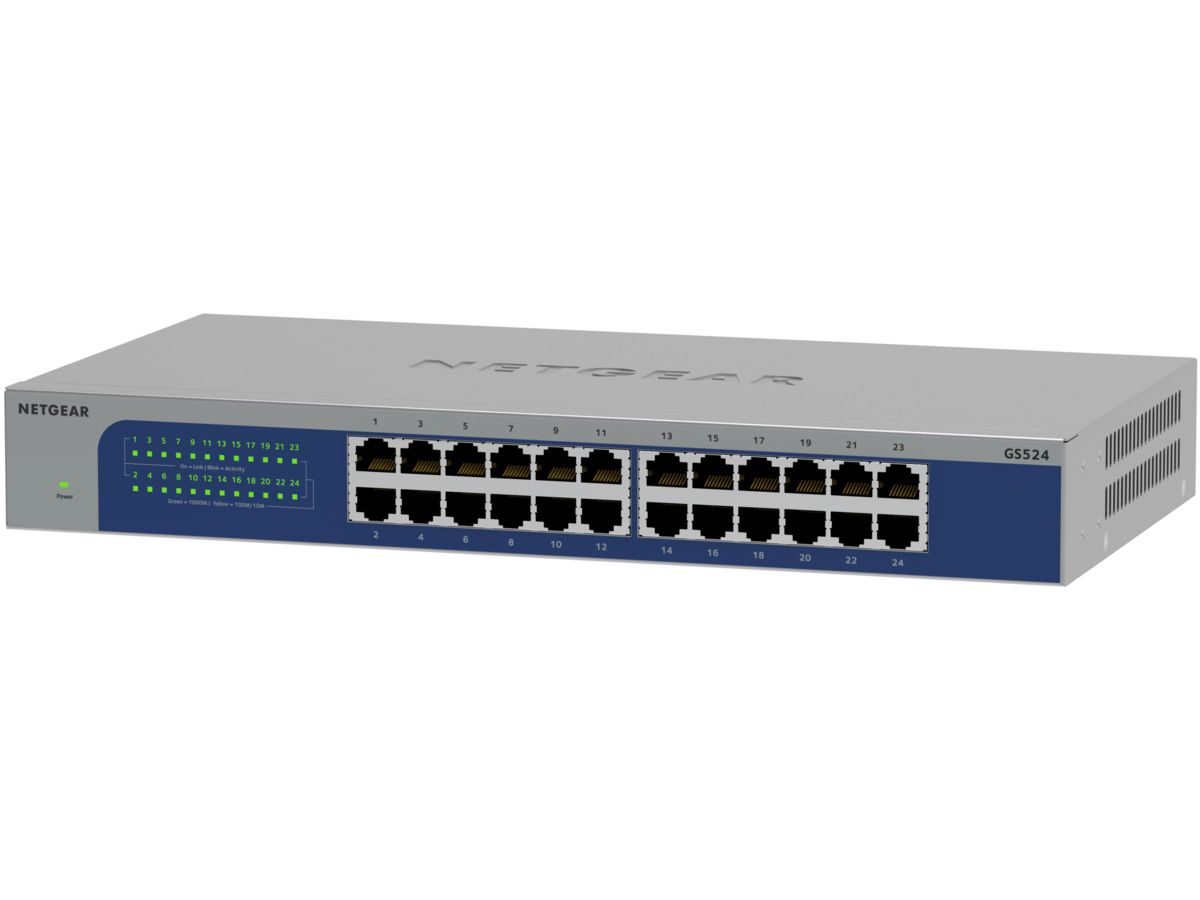 NETGEAR GS524-300EUS, 24-Port Gigabit Ethernet unmanaged Switch, Desktop Gigabit Ethernet (10/100/1000)