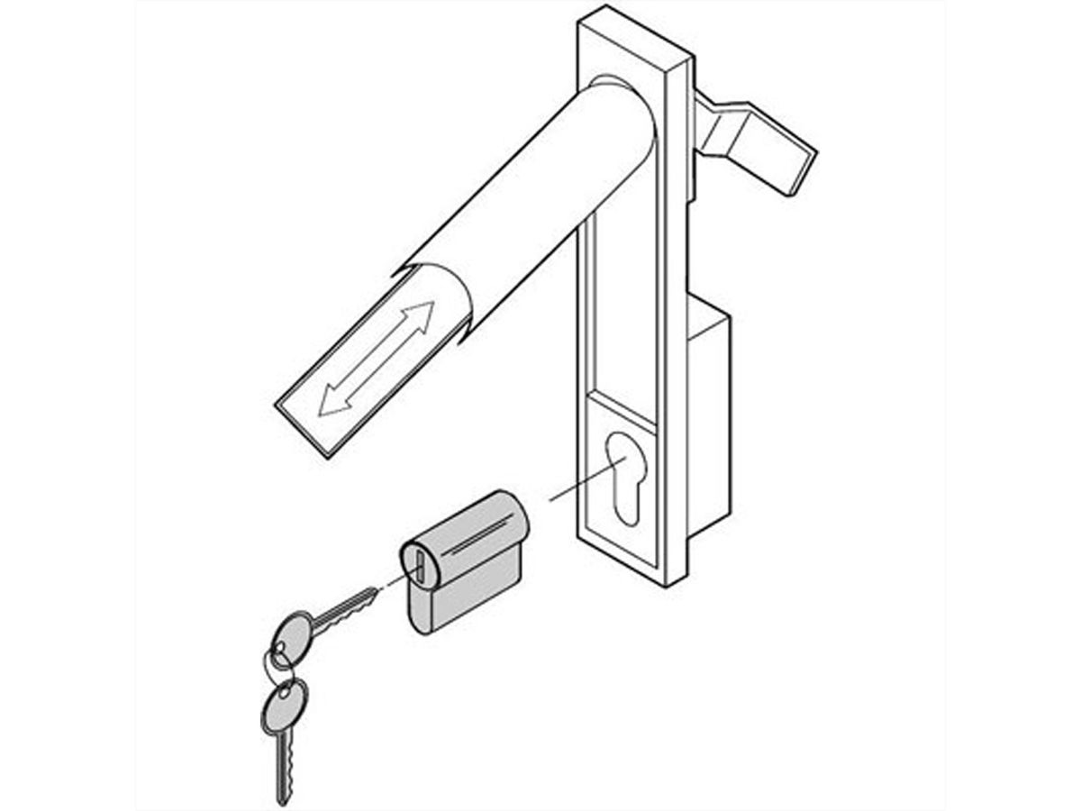 SCHROFF Schliesseinsatz (DIN-Halbzylinder) für 19"-Schränke