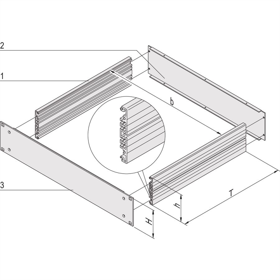 SCHROFF 19"- Einschub Aluminium (Grundbausatz) - MULTIPAC GRUNDAUSB.4HE 460T