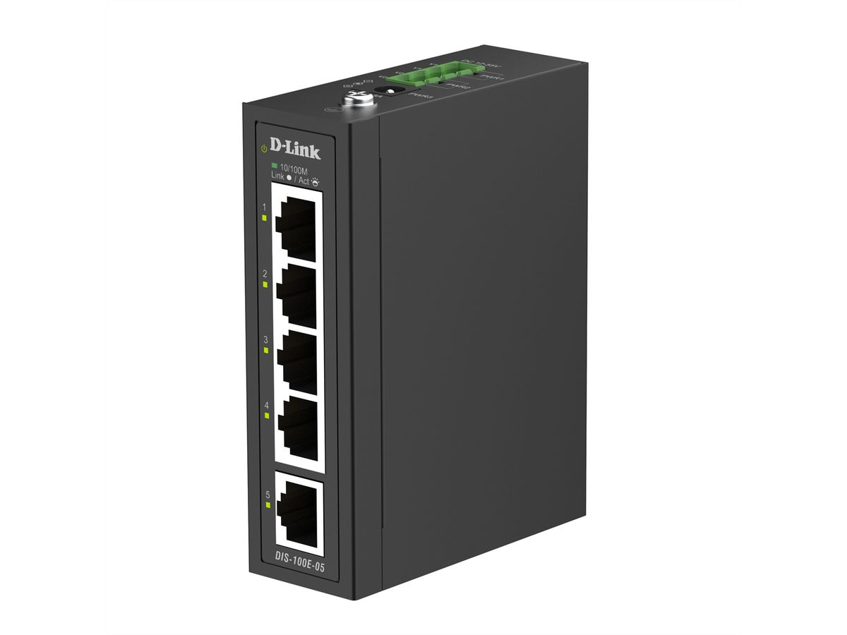 D-Link DIS-100E-05 5-Port Switch, Industrial Fast Ethernet Unmanaged