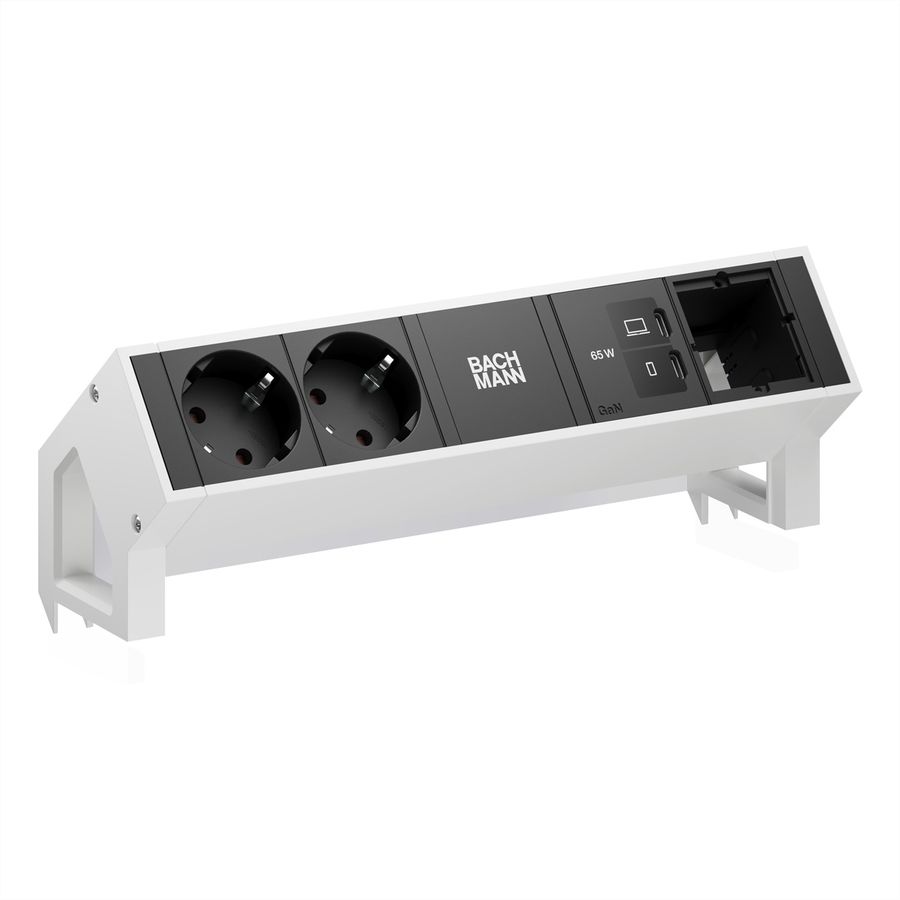 BACHMANN DESK2 2xCEE7/3 1xUSB C/C 65W, 1xCM L=0,2m RAL9010