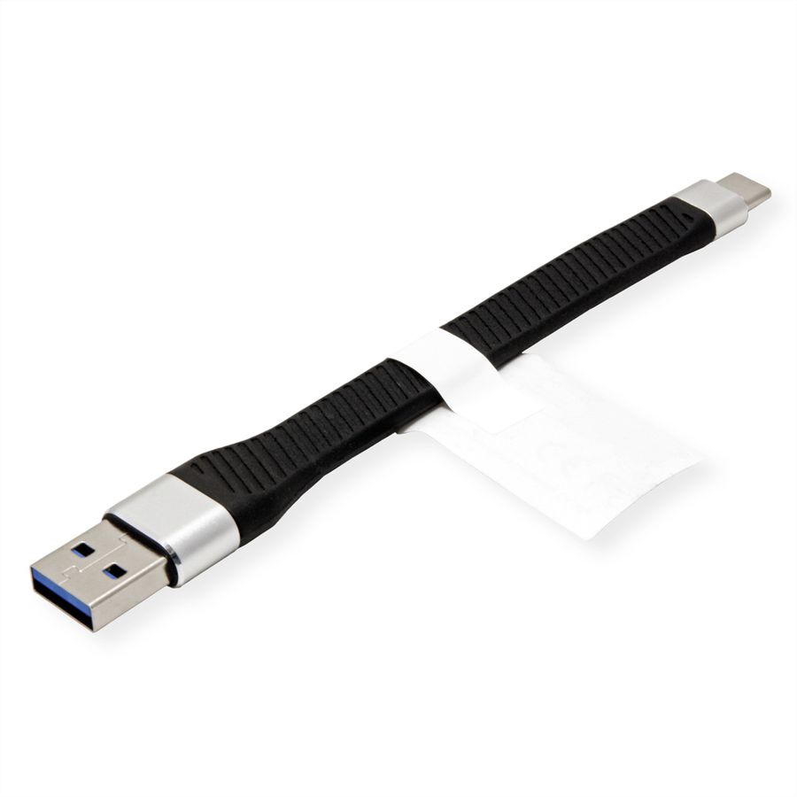 ROLINE USB 3.2 Gen 2 Silikonkabel, C-A, ST/ST, 10Gbit/s, Emark, schwarz, 11 cm