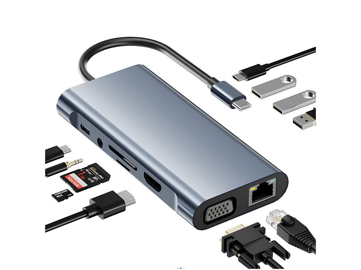 VALUE USB Typ C Docking Station, HDMI 4K60, 1x Gigabit Ethernet, 2x USB A + Typ C PD, 1x SD/microSD, 1x Audio