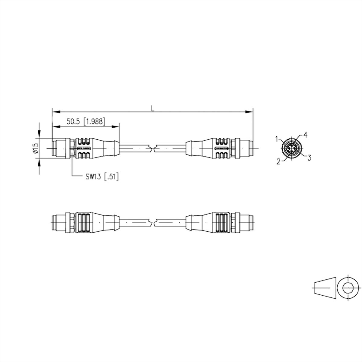 METZ CONNECT Verbindungsleitung M12 ST-M12 ST, 4-polig D-kodiert  