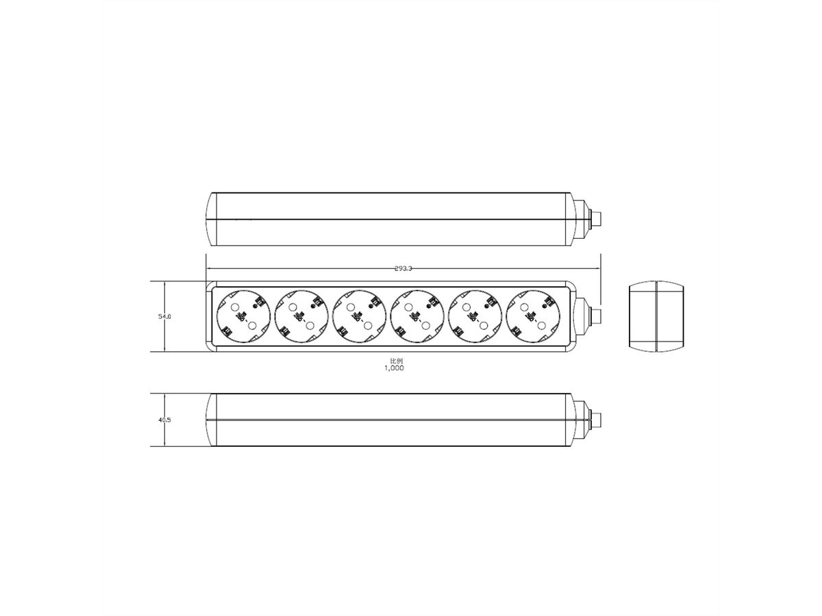 BACHMANN SELLY Steckdosenleiste 6x Schutzkontakt, schwarz, 1,5 m