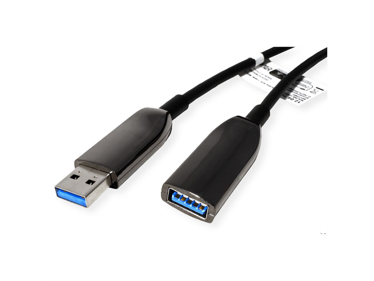 ROLINE USB 3.2 Gen 1 Aktives Repeater Kabel (AOC), ST/BU, schwarz, 15 m