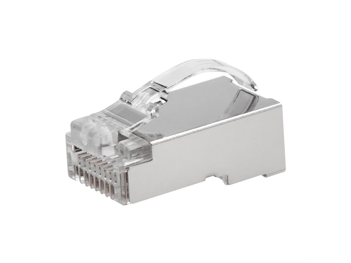 ROLINE RJ45 Stecker, geschirmt, Cat.6/6A (Class E/EA), einfacher Durchgang, für Massiv-/Litzendraht, 10 St.