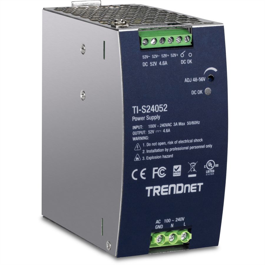 TRENDnet TI-S24052 DIN-Rail Power Supply, 240W, 52V DC, 4.61A AC zu DC mit PFC