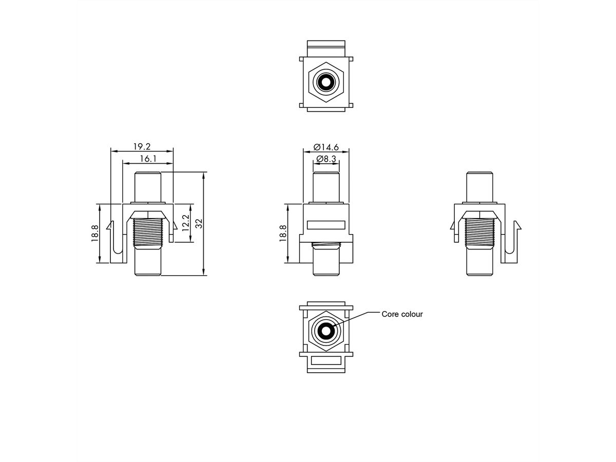 VALUE RCA-Keystone-Kupplung, Kunststoff, rot