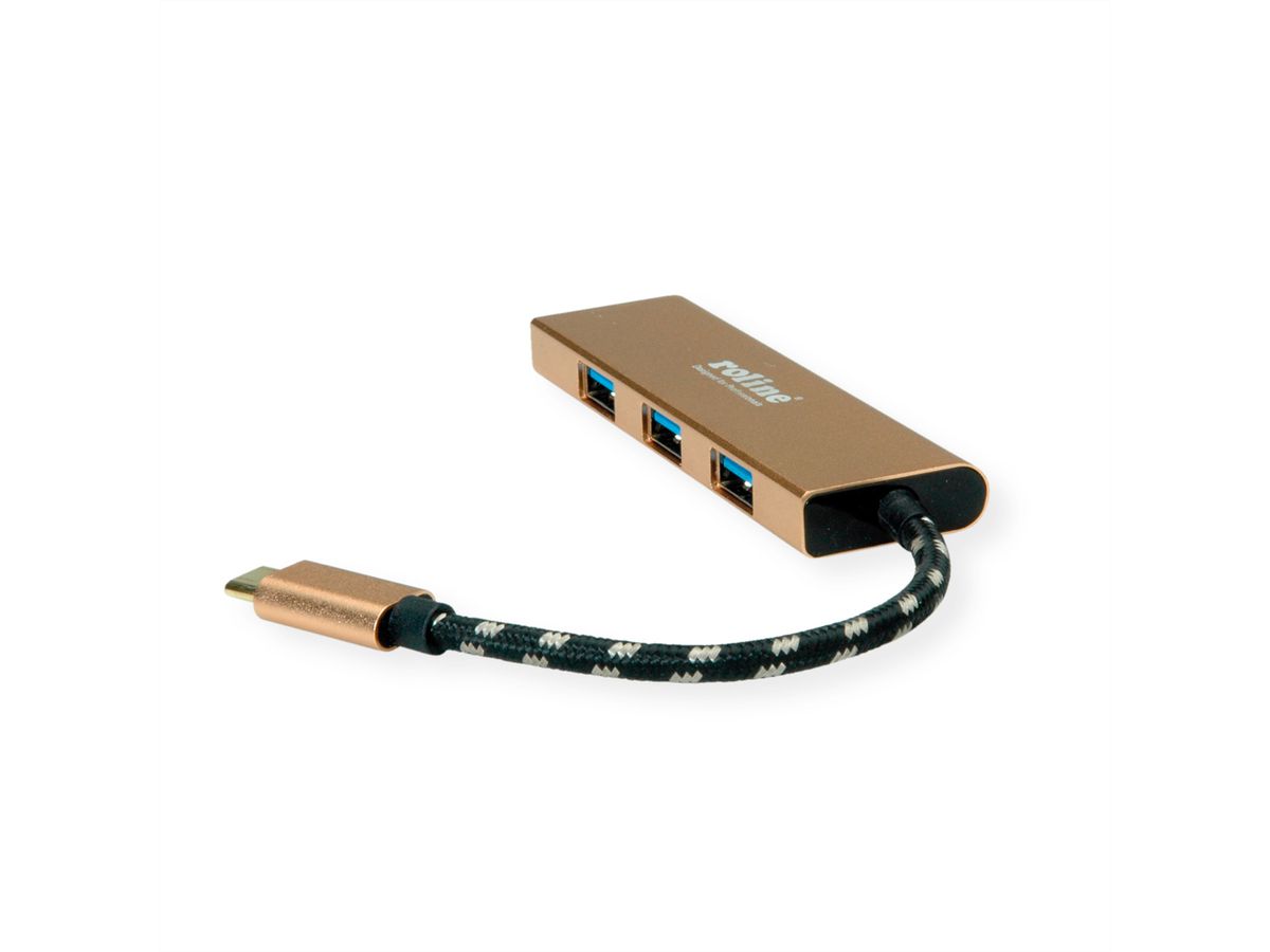 ROLINE GOLD USB 3.2 Gen 1 Hub, 4fach, Typ C Anschlusskabel