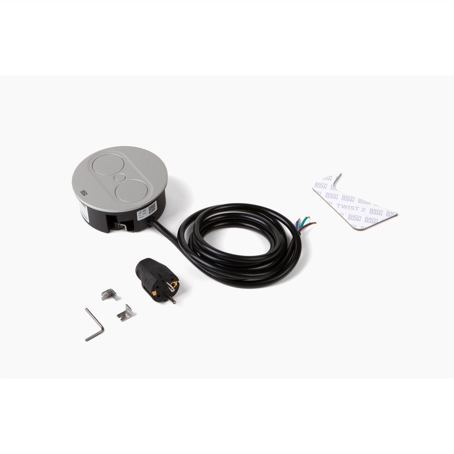 BACHMANN TWIST 2 1xCEE7/3 1xUSB A/C 22W 0,2m GST18 silber rund