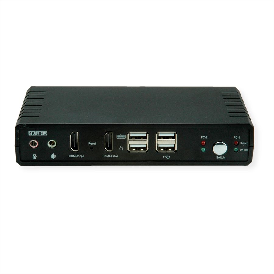 ROLINE KVM-Audio-Switch Dual Head HDMI 4K60, 1 User - 2 PC