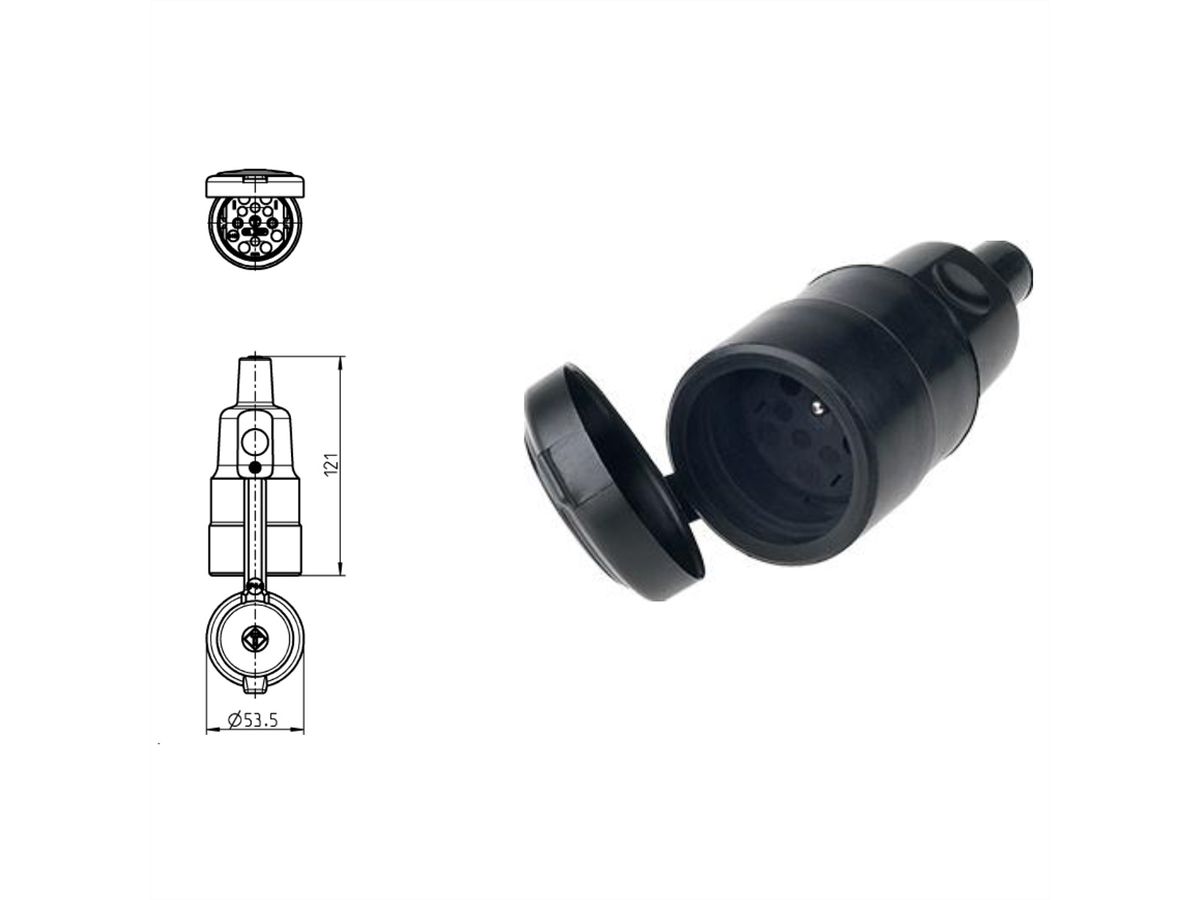BACHMANN Vollgummi Kupplung, französisch, IP44, schwarz
