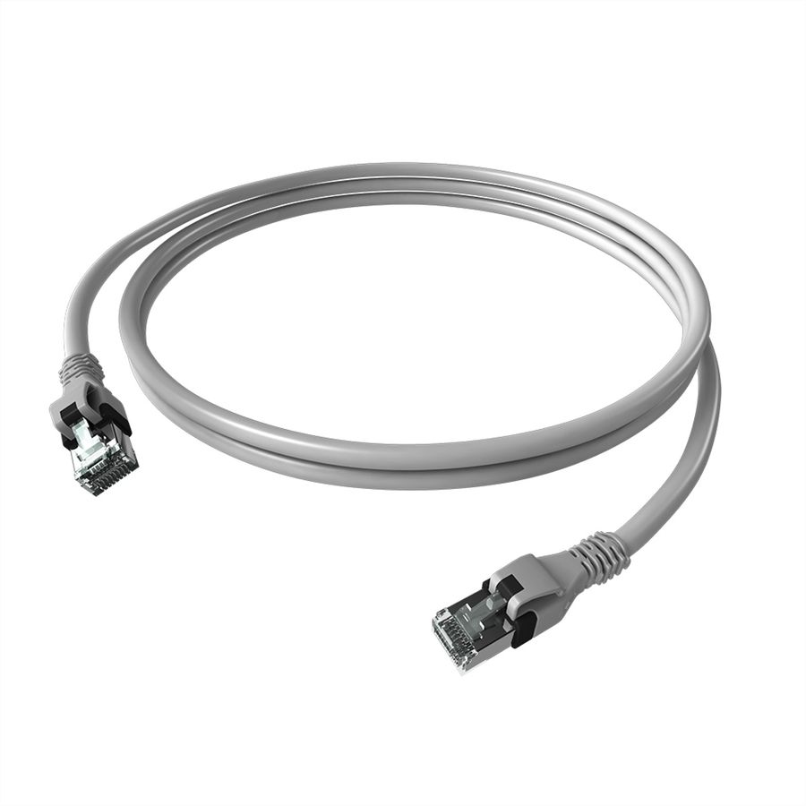 EasyLan DualBoot PushPull IP20 Patchkabel, Cat.6A (Class EA), S/FTP, grau, 0,5 m