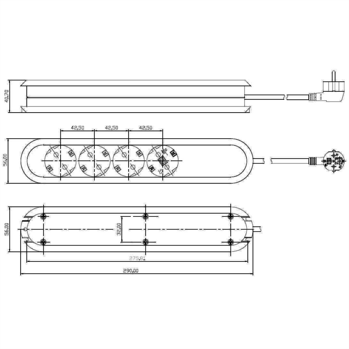 BACHMANN SMART Steckdosenleiste 4x Schutzkontakt, weiß, 1,5 m