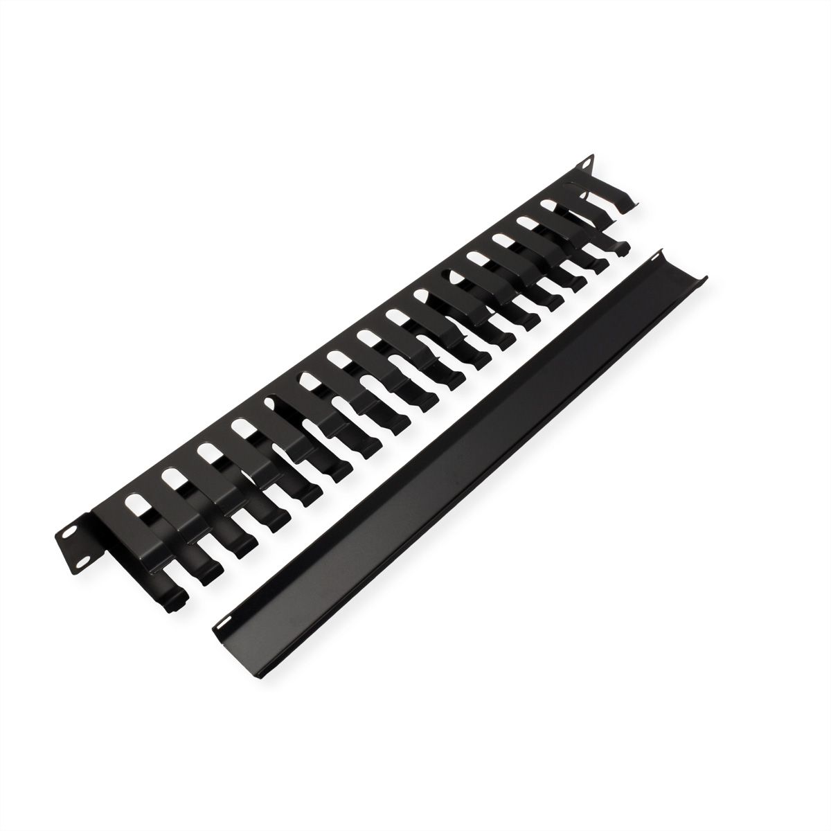 VALUE 19-Zoll-Frontplatte 1 HE mit Rangierkanal 40 x 60 mm, schwarz