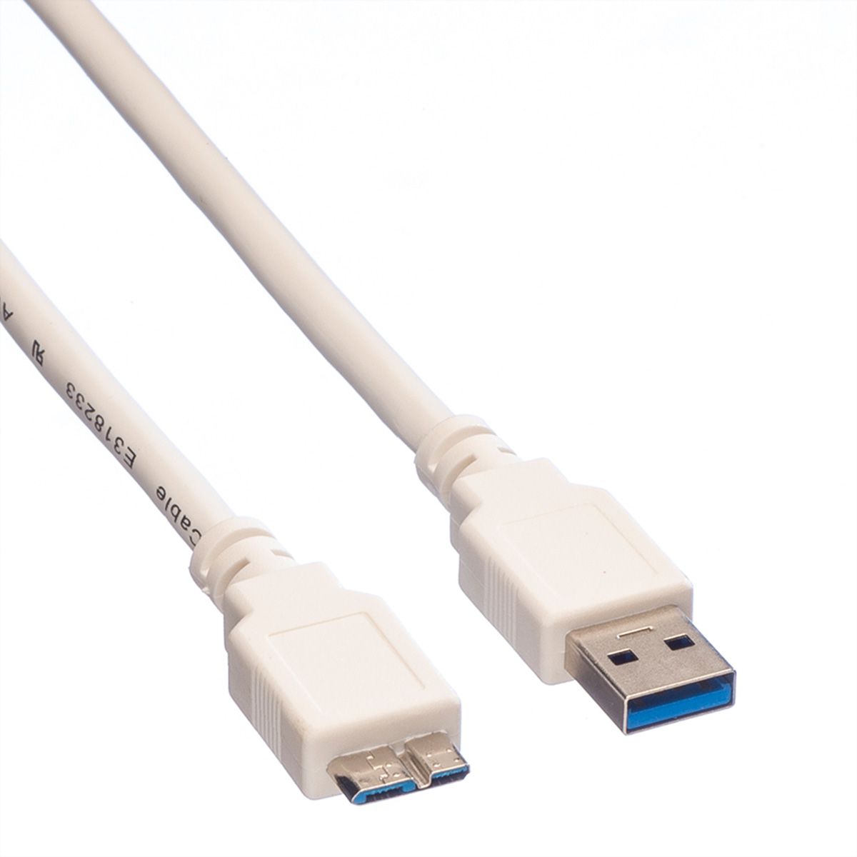 VALUE USB 3.2 Gen 1 Kabel, A ST - Micro B ST, weiß, 0,8 m