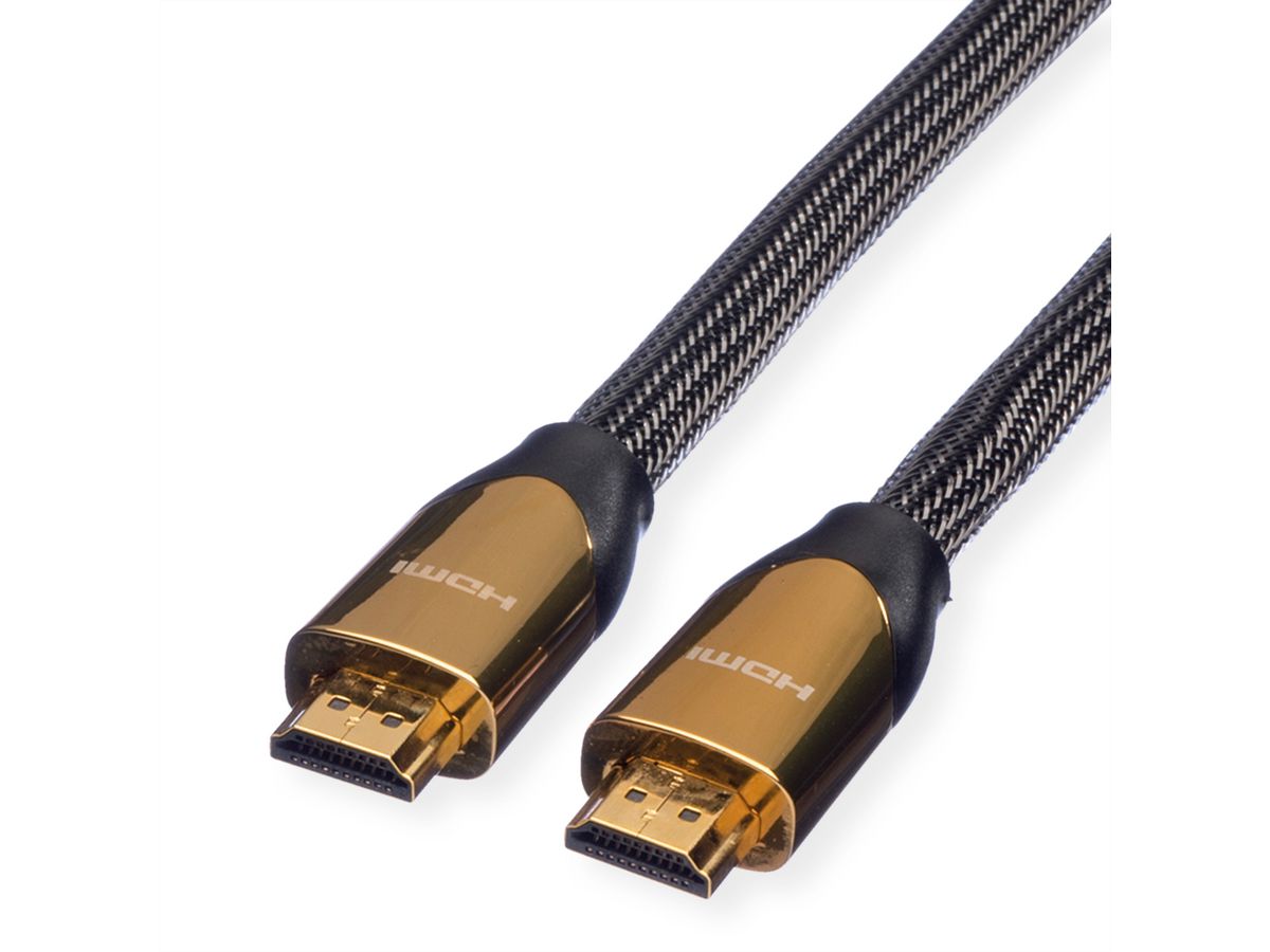 ROLINE 4K PREMIUM HDMI Ultra HD Kabel mit Ethernet, ST/ST, schwarz, 1 m
