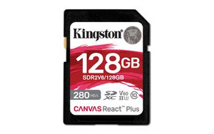 Kingston Technology 128GB Canvas React Plus SDXC UHS-II 280R/100W U3 V60 for Full HD/4K
