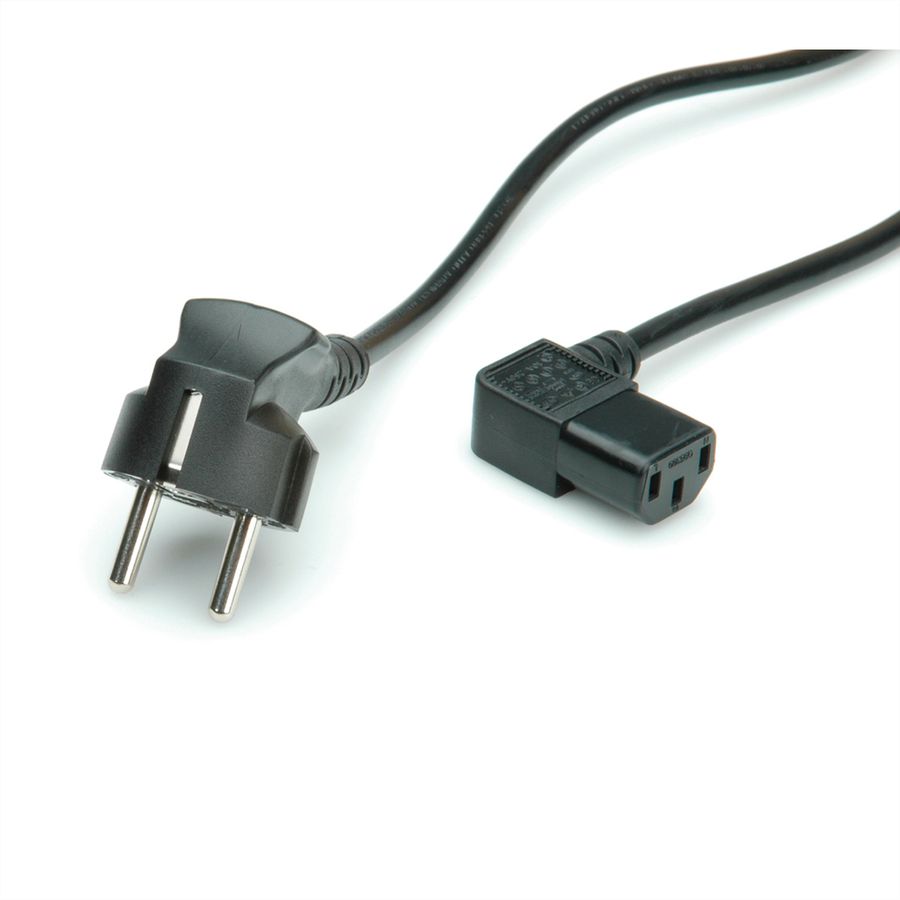 VALUE Netzkabel, abgewinkelte IEC-Buchse, schwarz, 1,8 m